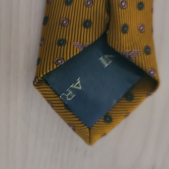 ARMANI Gold/Bronze vintage 100% silk tie - Picture 10 of 13